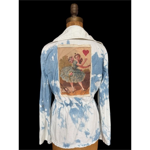 Jackets & Blazers - Upcycled Chambray Jacket Fairy Heart Art Patch Lightweight Cotton